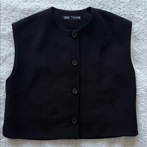 Zara Women's Classic Black Buttoned Vest